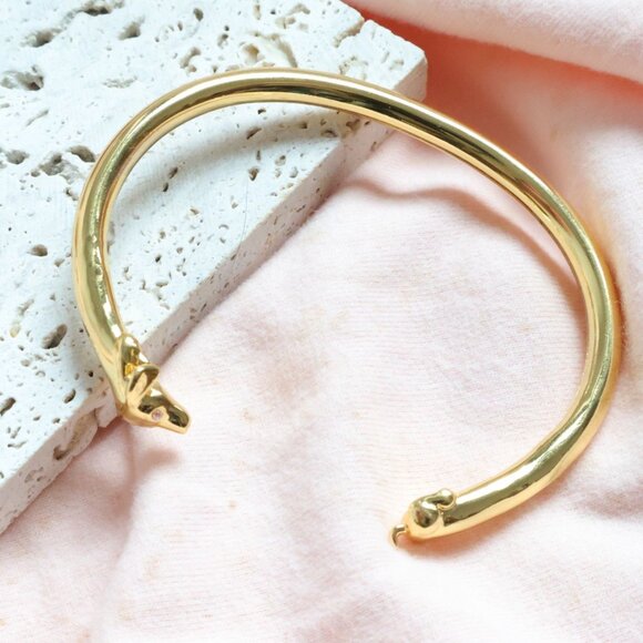 Kate Spade Gold Flex Cuff Bracelet Hot Dog Series Elegant Gift Trendy Jewelry - Picture 1 of 2